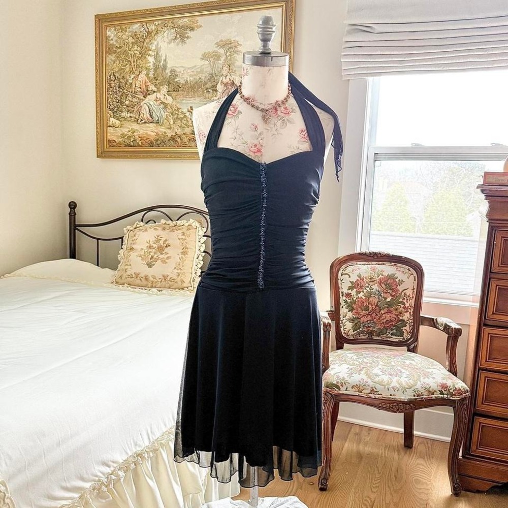 Navy blue halter dress Y2K halter mini dress Speechless size small